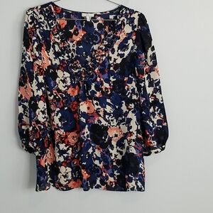 JOIE Floral Silk 3/4 sleeves Blouse Small